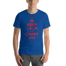 True Royal / S Keep Calm and Carry On (Red) Short-Sleeve Unisex T-Shirt by Design Express
