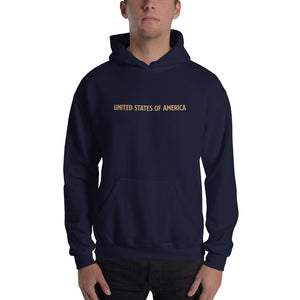 Navy / S United States Of America Eagle Illustration Gold Reverse Backside Hooded Sweatshirt by Design Express