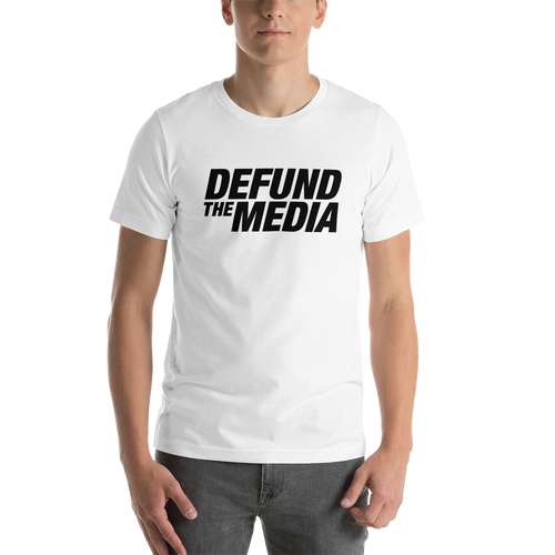 XS Defund The Media Italic Unisex White T-Shirt by Design Express