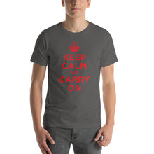 Asphalt / S Keep Calm and Carry On (Red) Short-Sleeve Unisex T-Shirt by Design Express