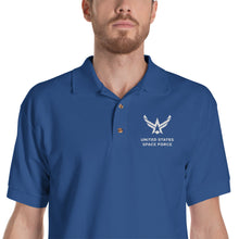 Royal / S United States Space Force "Reverse" Embroidered Polo Shirt by Design Express