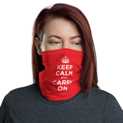 Default Title Red Keep Calm & Carry On Face & Neck Gaiter Masks by Design Express