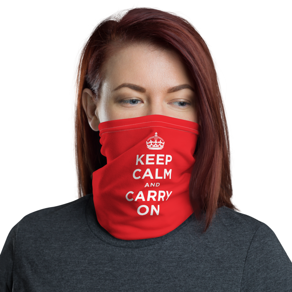 Default Title Red Keep Calm & Carry On Face & Neck Gaiter Masks by Design Express
