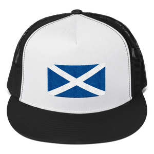 Black/ White/ Black Scotland Flag "Solo" Trucker Cap by Design Express