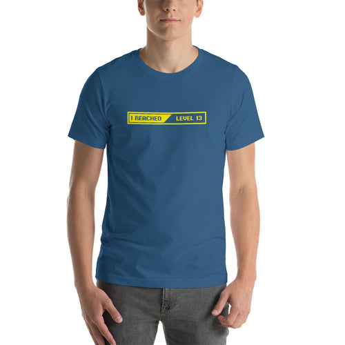 Steel Blue / S I Reached Level 13 Loading Short-Sleeve Unisex T-Shirt by Design Express