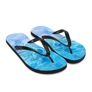 Blue Watercolor Marble Flip-Flops by Design Express