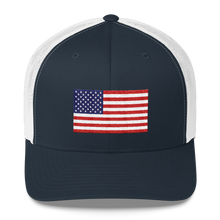 Navy/ White United States Flag "Solo" Trucker Cap by Design Express