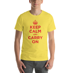 Yellow / S Keep Calm and Carry On (Red) Short-Sleeve Unisex T-Shirt by Design Express