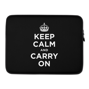 15 in Black Keep Calm and Carry On Laptop Sleeve by Design Express