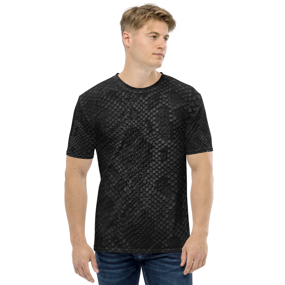 XS Black Snake Skin Men's T-shirt by Design Express