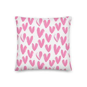 18×18 Pink Heart Pattern Premium Pillow by Design Express