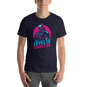 Navy / XS Darth Vader Level 10 Completed Short-Sleeve Unisex T-Shirt by Design Express