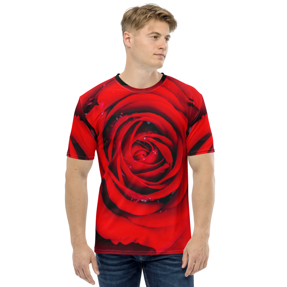 XS Fresh Red Rose Men's T-shirt by Design Express