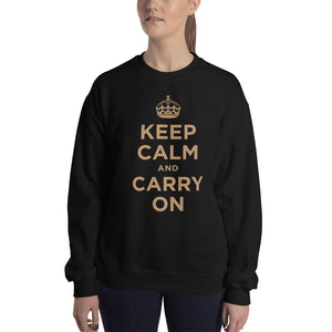 Black / S Keep Calm and Carry On (Gold) Unisex Sweatshirt by Design Express