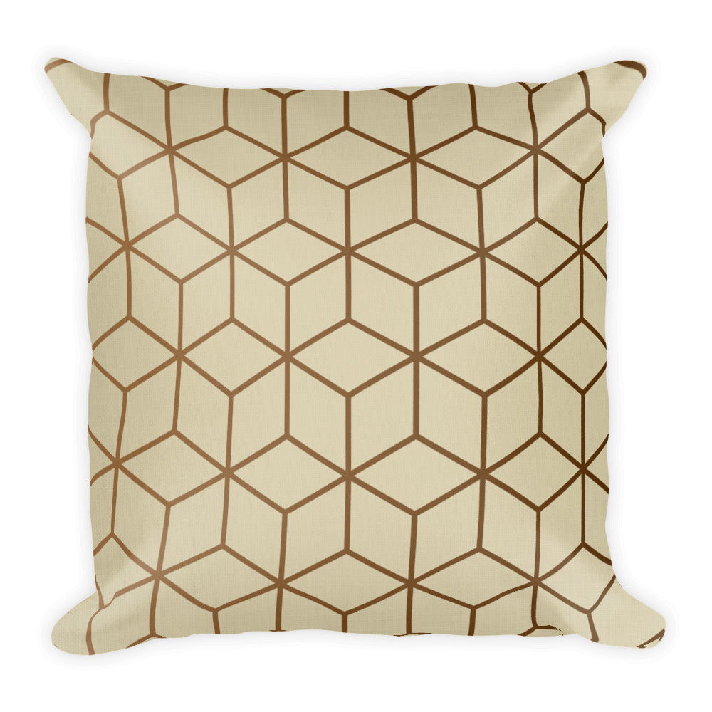 Default Title Diamonds Cream Gold Square Premium Pillow by Design Express