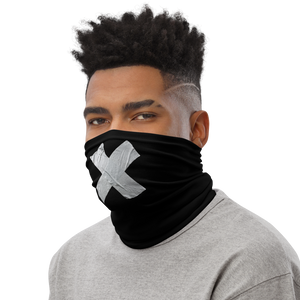 Crossed Grey Duct Tape on Black Neck Gaiter by Design Express