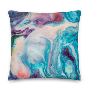 Blue Multicolor Marble Square Premium Pillow by Design Express