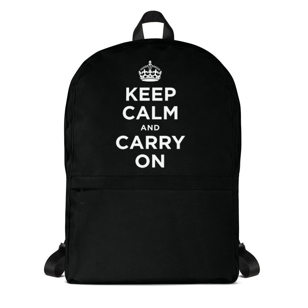 Default Title Keep Calm And Carry On (Black White) Backpack by Design Express