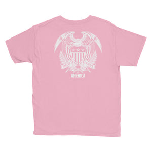 United States Of America Eagle Illustration Reverse Backside Youth Short Sleeve T-Shirt by Design Express