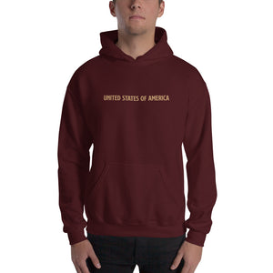Maroon / S United States Of America Eagle Illustration Gold Reverse Backside Hooded Sweatshirt by Design Express