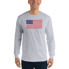 Sport Grey / S United States Flag "Solo" Long Sleeve T-Shirt by Design Express