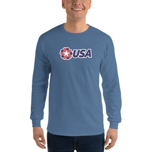 Indigo Blue / S USA "Rosette" Long Sleeve T-Shirt by Design Express