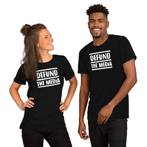 XS Defund The Media Unisex Black T-Shirt by Design Express