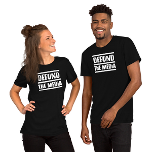 XS Defund The Media Unisex Black T-Shirt by Design Express