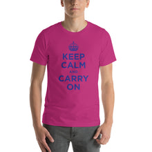 Berry / S Keep Calm and Carry On (Navy Blue) Short-Sleeve Unisex T-Shirt by Design Express