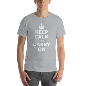 Silver / S Keep Calm and Carry On (White) Short-Sleeve Unisex T-Shirt by Design Express