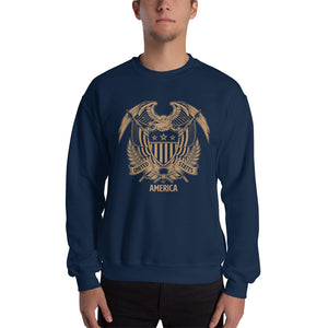 Navy / S United States Of America Eagle Illustration Gold Reverse Sweatshirt by Design Express