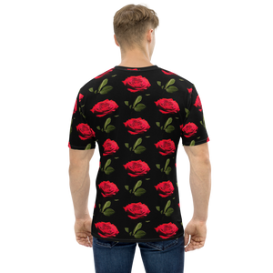 Red Rose on Black Men's T-shirt by Design Express
