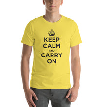 Yellow / S Keep Calm and Carry On (Black) Short-Sleeve Unisex T-Shirt by Design Express