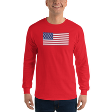Red / S United States Flag "Solo" Long Sleeve T-Shirt by Design Express