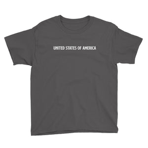 Charcoal / XS United States Of America Eagle Illustration Reverse Backside Youth Short Sleeve T-Shirt by Design Express