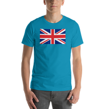 Aqua / S United Kingdom Flag "Solo" Short-Sleeve Unisex T-Shirt by Design Express