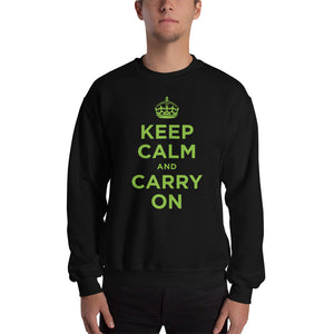 Black / S Keep Calm and Carry On (Green) Unisex Sweatshirt by Design Express