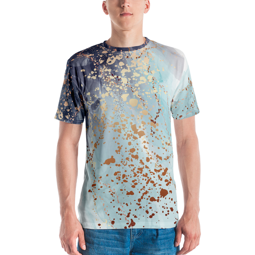 XS Soft Blue Gold Men's T-shirt by Design Express