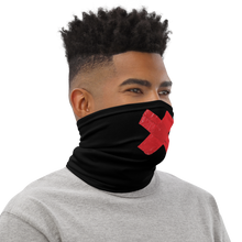 Crossed Red Duct Tape on Black Neck Gaiter by Design Express