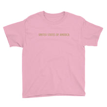 CharityPink / XS United States Of America Eagle Illustration Reverse Gold Backside Youth Short Sleeve T-Shirt by Design Express