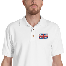 White / S United Kingdom Flag "Solo" Embroidered Polo Shirt by Design Express