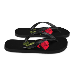 Red Rose on Black Flip-Flops by Design Express