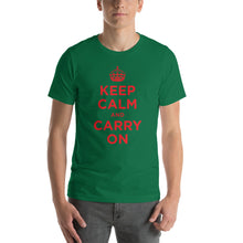 Kelly / S Keep Calm and Carry On (Red) Short-Sleeve Unisex T-Shirt by Design Express