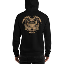 United States Of America Eagle Illustration Gold Reverse Backside Hooded Sweatshirt by Design Express