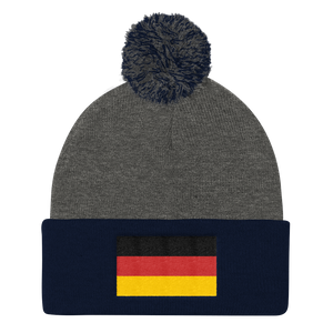 Dark Heather Grey/ Navy Germany Flag Pom Pom Knit Cap by Design Express