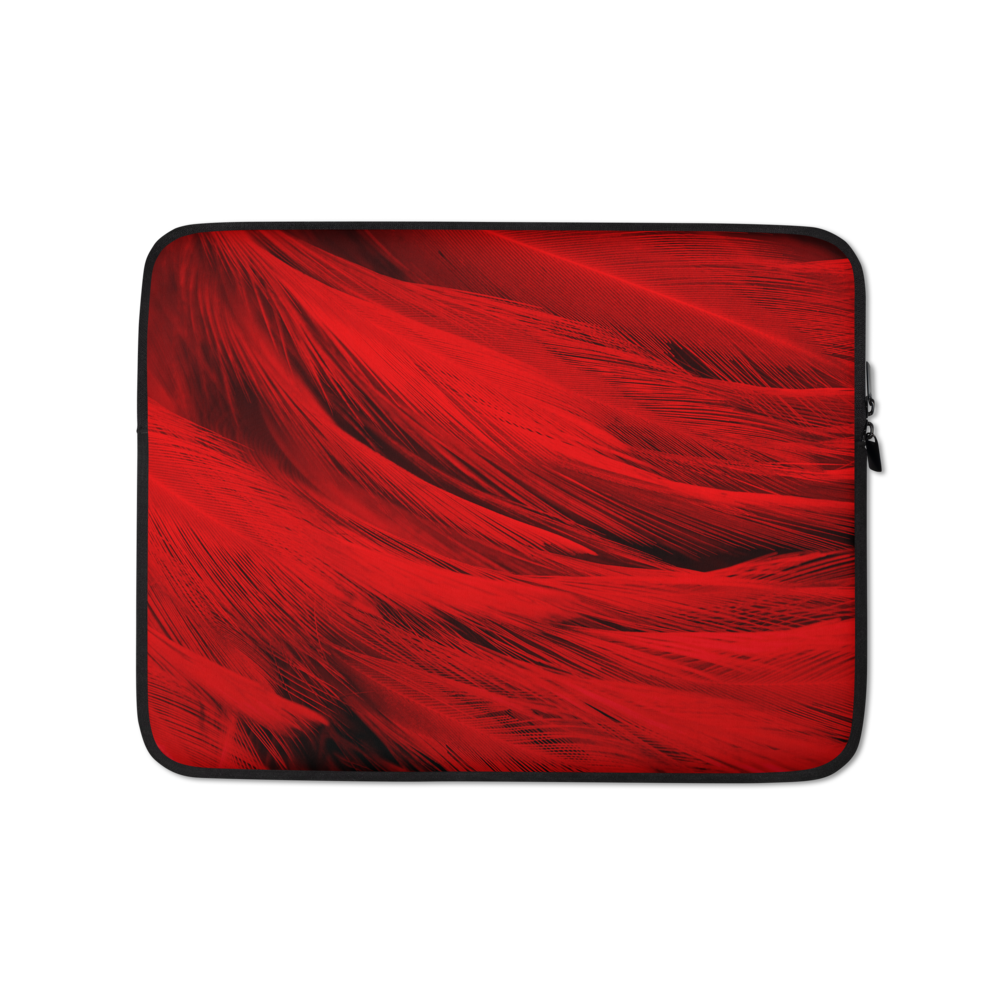 13 in Red Feathers Laptop Sleeve by Design Express