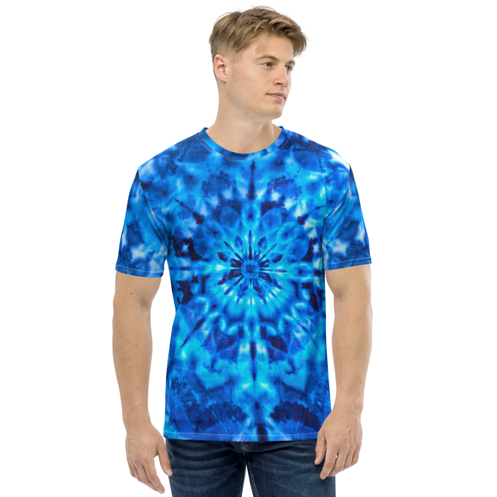 XS Psychedelic Blue Mandala Men's T-shirt by Design Express