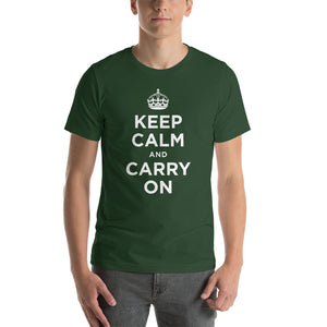 Forest / S Keep Calm and Carry On (White) Short-Sleeve Unisex T-Shirt by Design Express