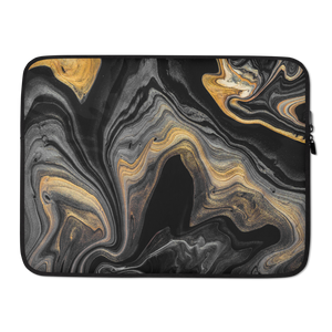 15 in Black Marble Laptop Sleeve by Design Express