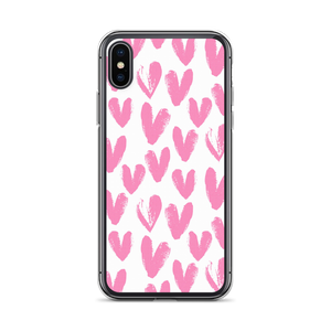 iPhone X/XS Pink Heart Pattern iPhone Case by Design Express